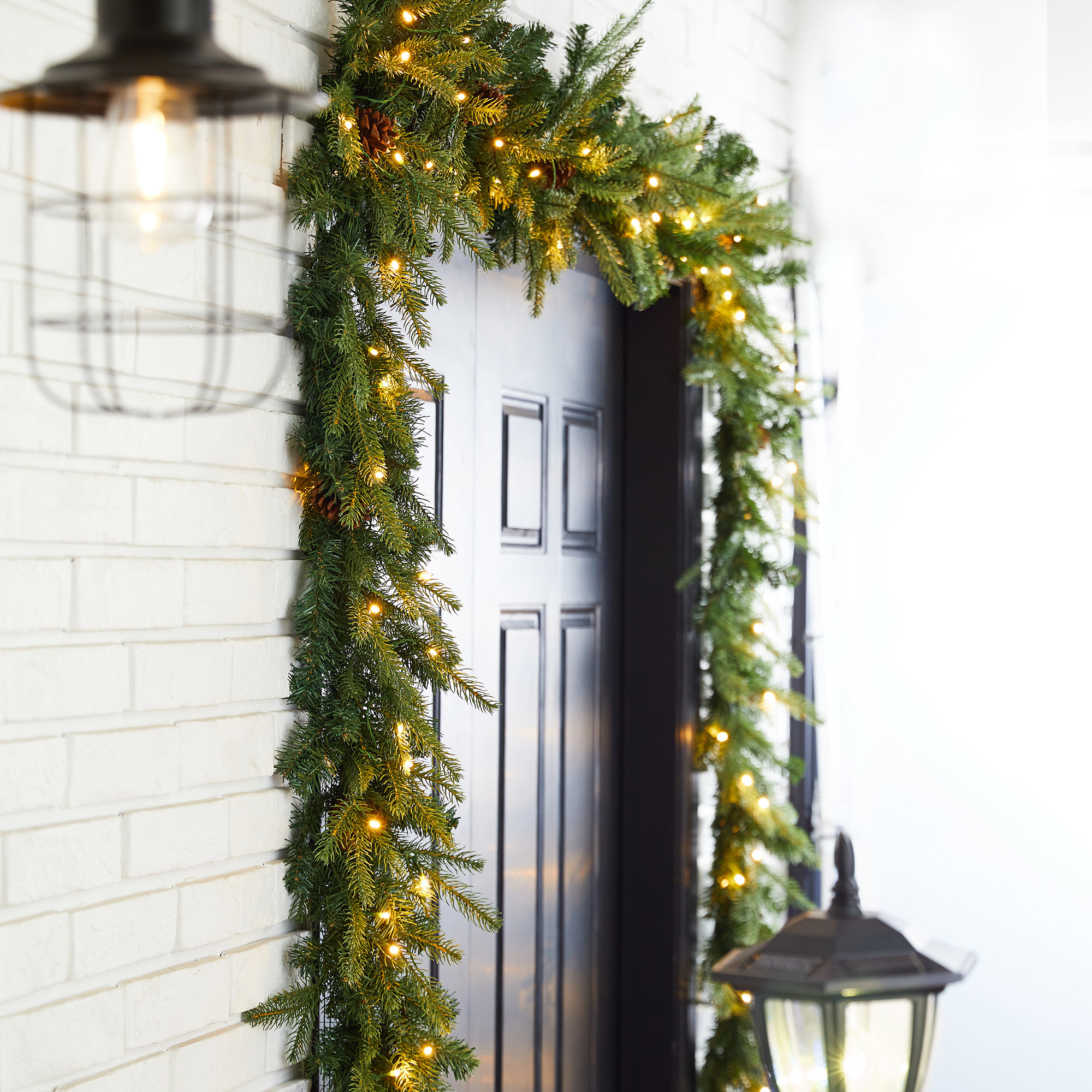 The Twillery Co.® Ernberg 9ft Greenery Christmas Garland With Lights ...