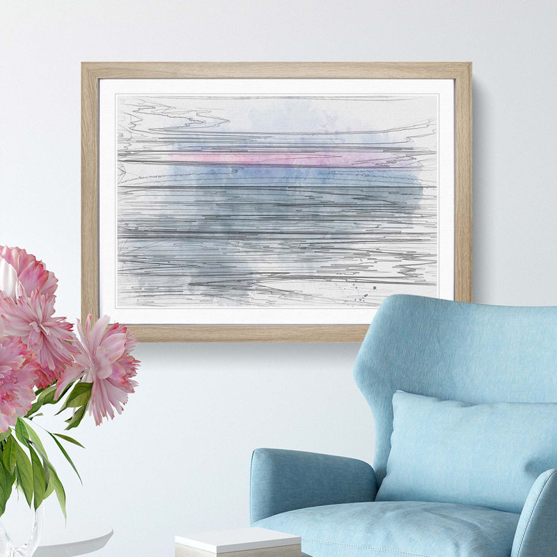 The Horizon in Abstract - Picture Frame Graphic Art Print, 62cm H x 87cm W x 2cm D, Oak Framed