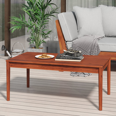 Acacia Wood Rustic Outdoor Coffee Table, Durable and Stylish for Patio or Deck