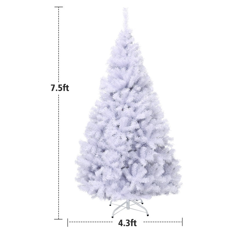 Arbre de Noël régulier blanc en PVC artificiel, H 7 pi 5 po