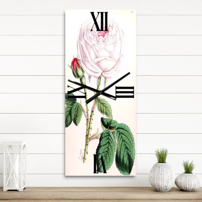 Horloge murale rétro avec fleur rose rétro