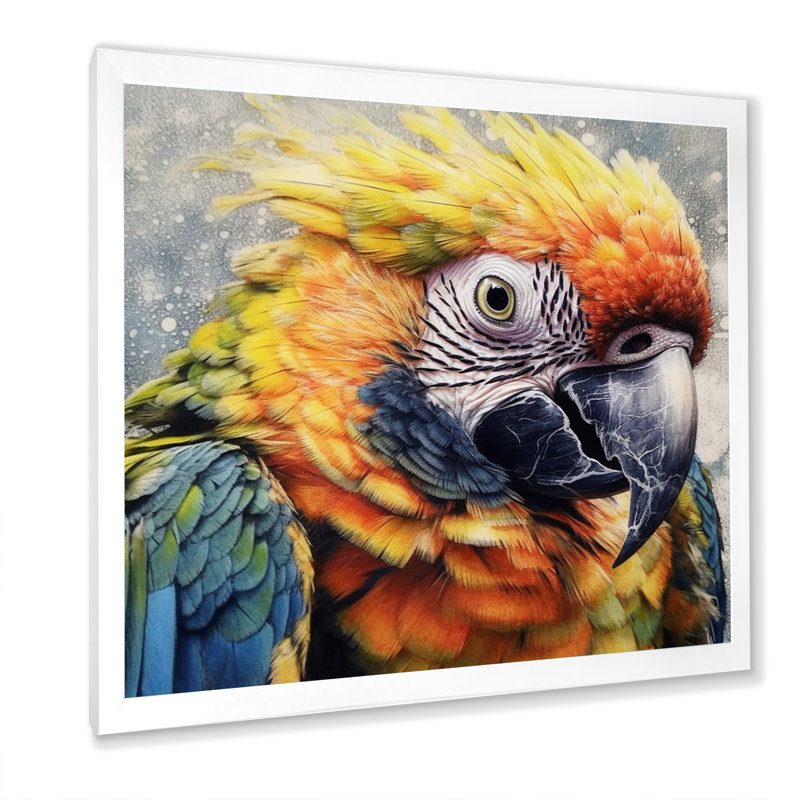 Perroquet tropical au paradis I sur toile, H 36 po x l 36 po x P 1,5 po, Cadre simple blanc