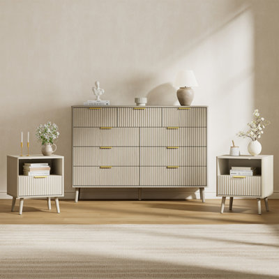 Ensemble de chambre à coucher 3 pièces (1 commode + 2 tables de chevet) (ensemble de 3)