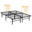 Queen Metal Platform Folding Bed Frame 14 Inch High   Queen Size Box Spring Replacement Heavy Duty Steel Slat  Easy Assembly Under-Bed Storage,Black
