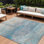 Tapis extérieur lavable abstrait 8 pi x 10 pi turquoise et beige