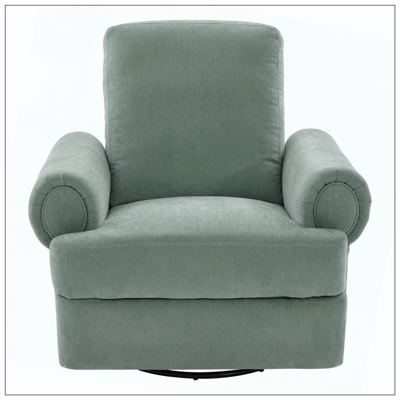 Manual Recliner Sofa Swivel Recliner Rocker Chair With Adjustable Backrest For Living Room Bedroom Nursery, Mint Green