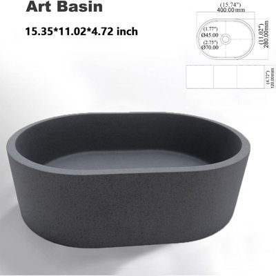 Schnappi 11 " Concrete Oval Bathroom Sink