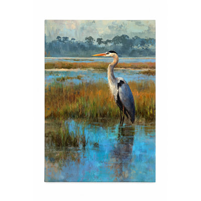Salt Marsh Heron Wrapped Canvas Wall Art