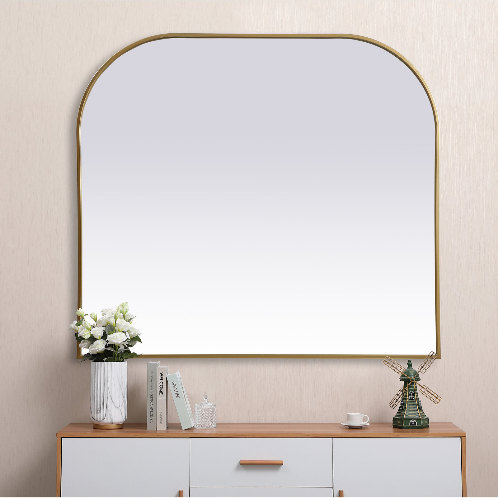 Sabine 42" Accent Mirror, Brass, 38" x 42"