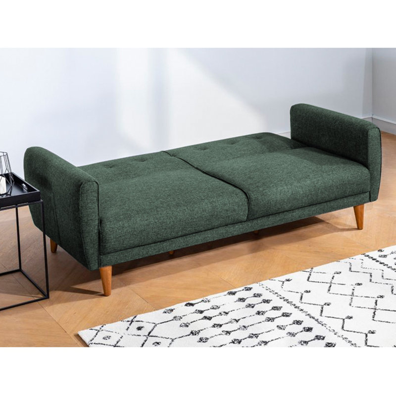80.7'' Upholstered Tufted Convertible Sofa, Green 100% Linen
