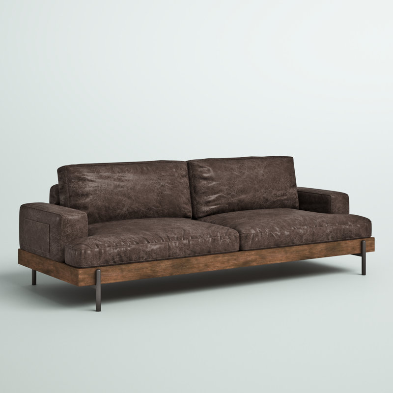 Canapé en cuir véritable 94,68 po Cadagan
