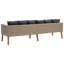 Canapé d'extérieur 3 places pour terrasse, rotin en polyester beige de 86 pouces, coussins gris