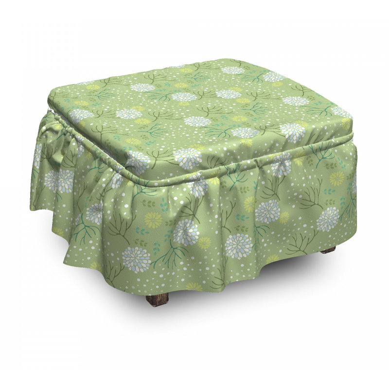 Housse pour repose-pieds feuilles de feuillage pâle