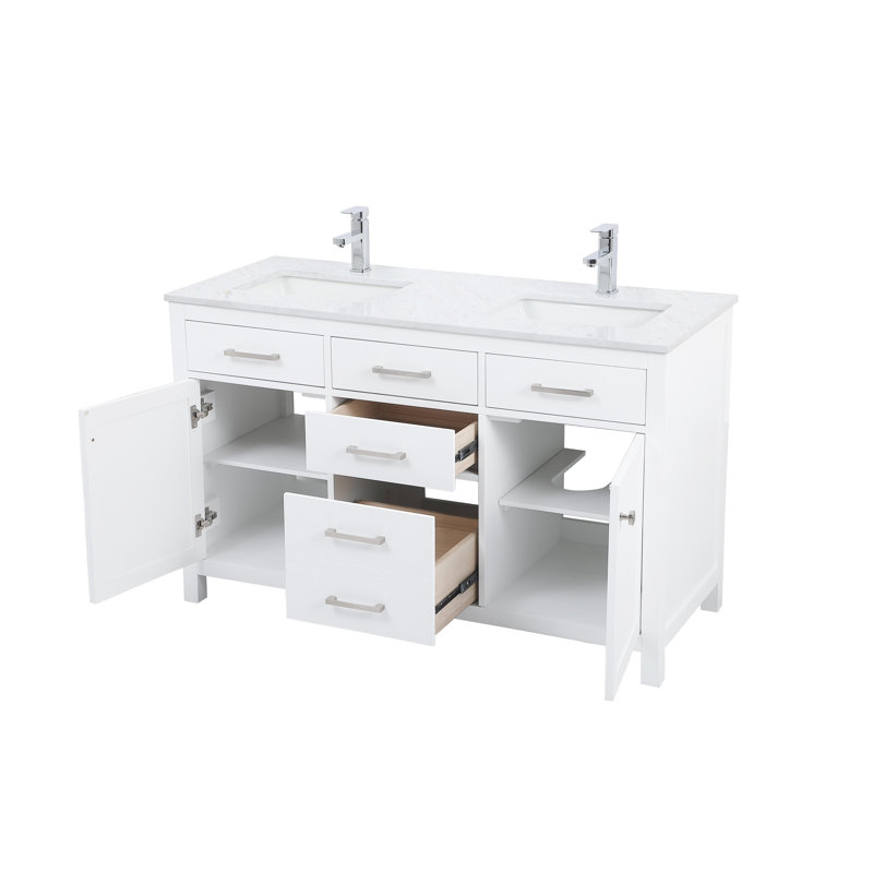 Meuble-lavabo double 54 po Lewis, Blanc