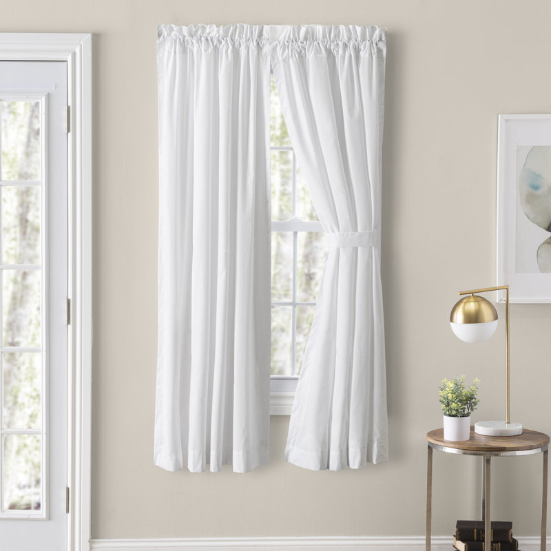 Placide Cotton Blend Sheer Curtain Pair, White, 40" W x 63" L