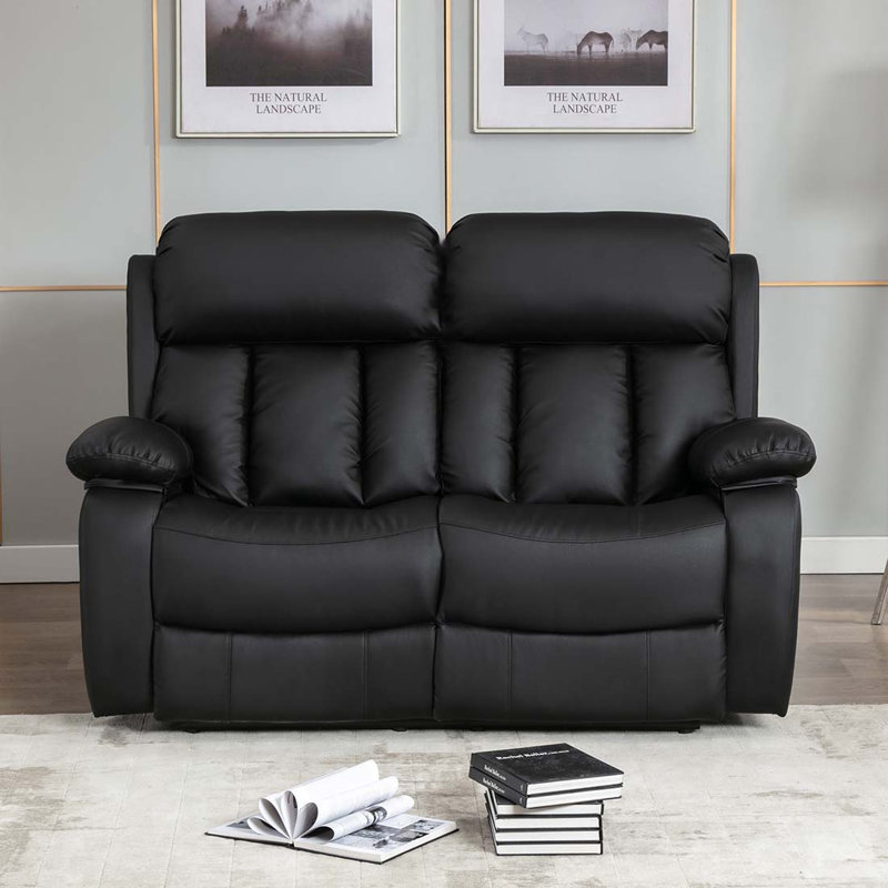 Deneka 2 Seater Reclining Sofa, Black