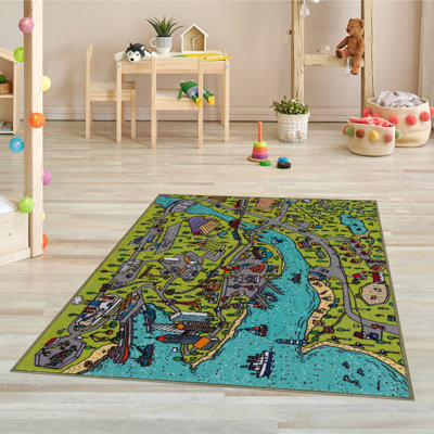 Tapis vert/bleu