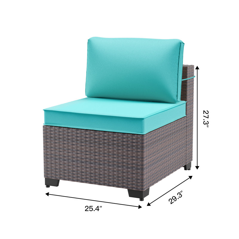 Kalinowski 2-Piece Modern Outdoor Sectional Sofa Set With Adjustable Feet Splash-Proof Cushions & Secure Seat Clips, Green