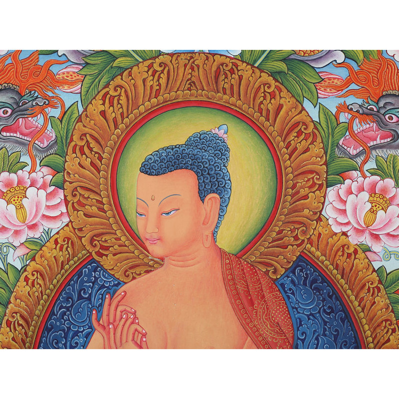 Bouddha Newari Maitreya (Thangka sans brocart) | Aquarelle sur coton