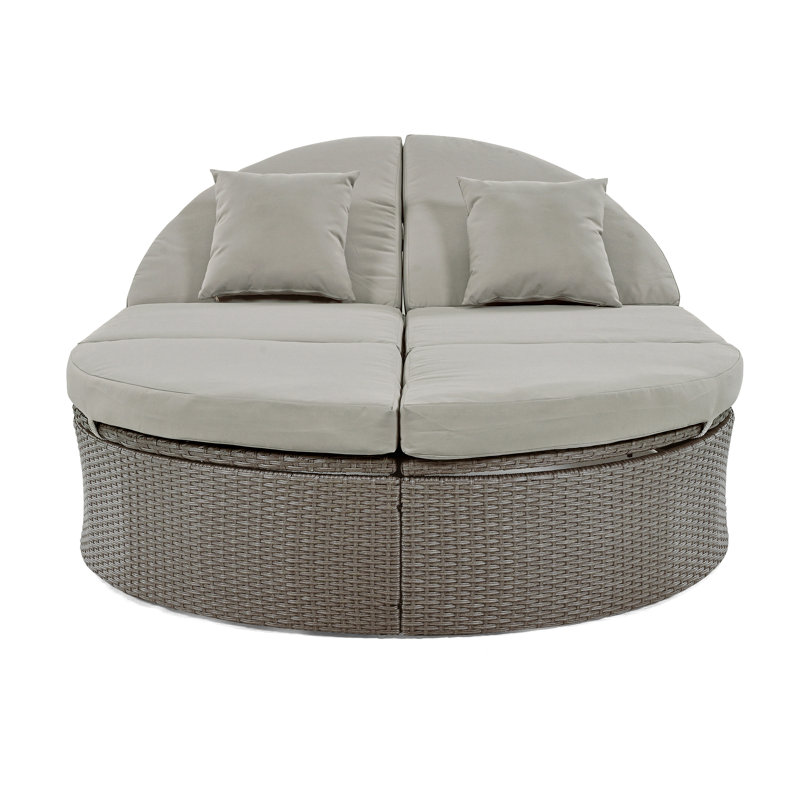 Chaise longue d'extérieur en osier Xhuliana , Gris