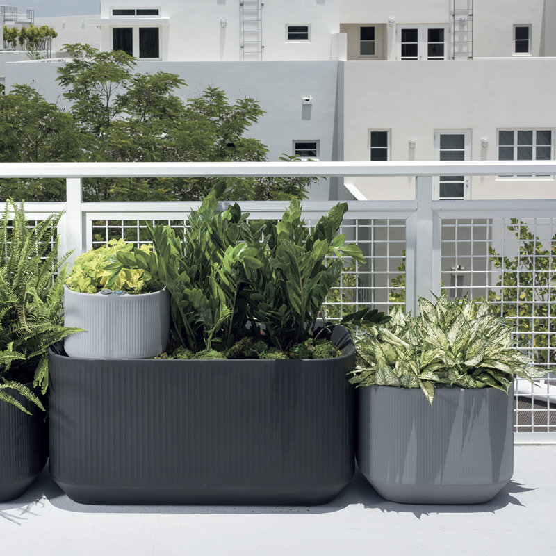 MODULAR SELF WATERING PLANTER BOX, Caviar Black, 40" x 14" x 30"H - Privacy Planter Wall