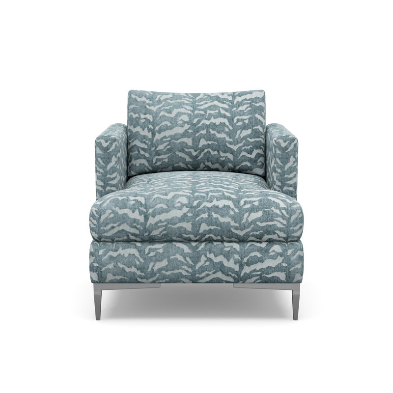 Aiden Accent Chair, Polished Stainless, Tigre Denim