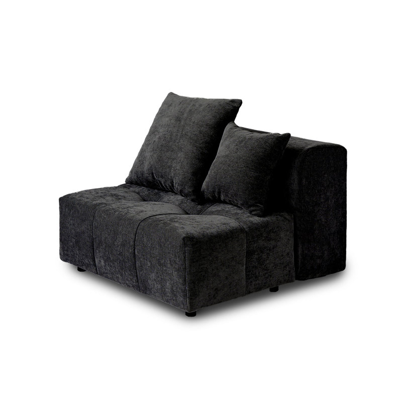 Chaise sans accoudoirs en tissu Kay, Noir