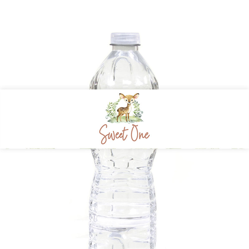 Étiquettes de bouteille d'eau imperméables Woodland Animals 1St Birthday, thème rustique, 40 pièces