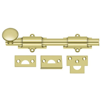 Deltana 8SB3 8" Surface Bolt; Heavy Duty; Bright Brass Finish