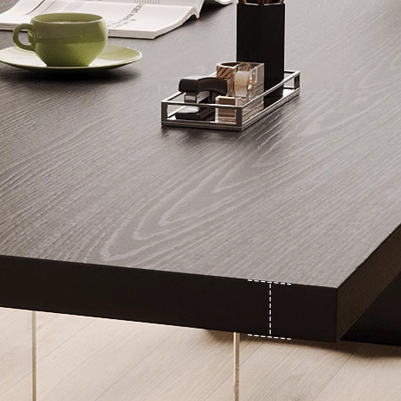 Black Rectangular Solid Wood + Acrylic desk, 29.53" H x 55.12" W x 27.56" D