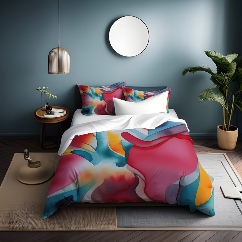 Polyester Abstract Duvet Cover, King Duvet Cover + 2 King Shams