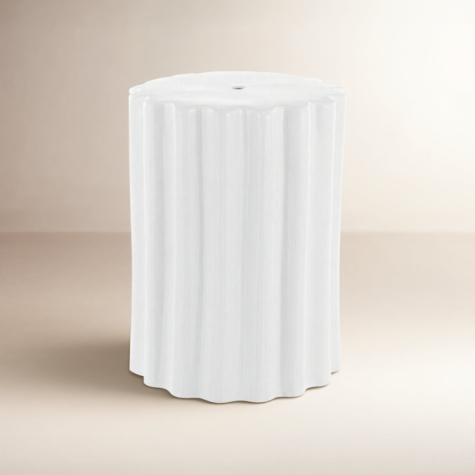 Pier Ceramic Accent Stool, White
