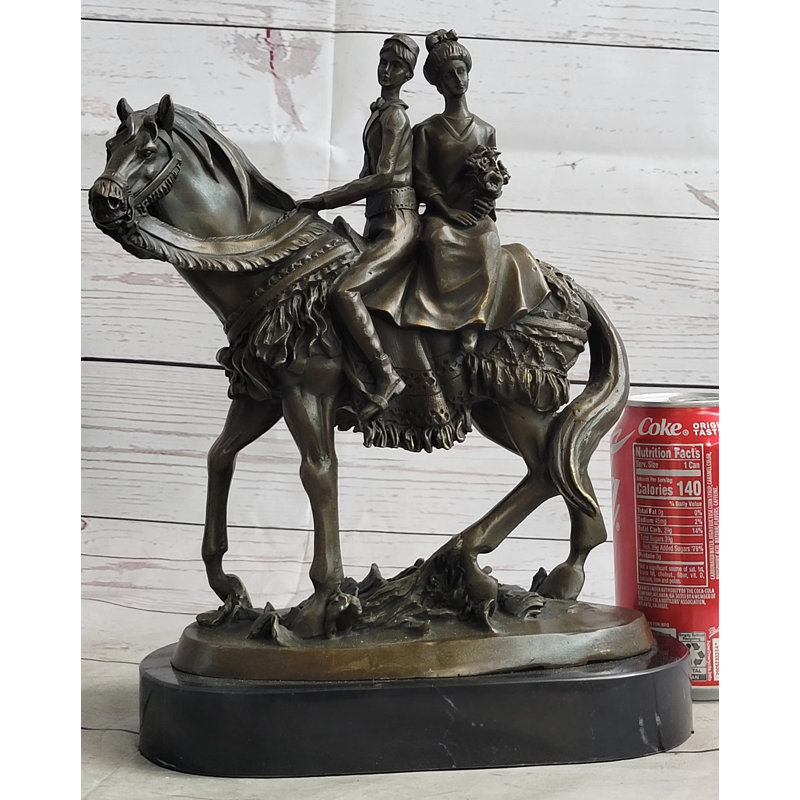 Élégante sculpture en bronze massif à cheval faite à la main par Milo