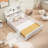 Full-Size Floor Bed With Bookcases And Blackboards, Versatile Platform Bed With Guard Rails-1492324805