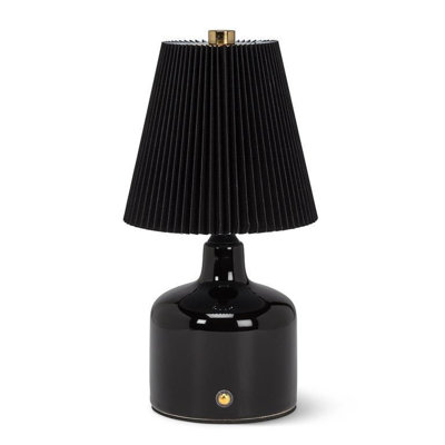 Petite lampe DEL avec abat-jour plissée Abbott - H 8,5 po blanc sans fil rechargeable - élégante lampe de table portative pour chambre à coucher, tablette ou vestibule