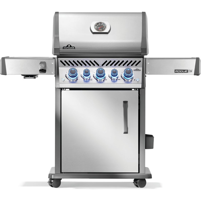 Barbecue à 3 brûleurs Rogue PRO-S 425 en acier inoxydable avec brûleur latéral et arrière infrarouge, Propane liquide