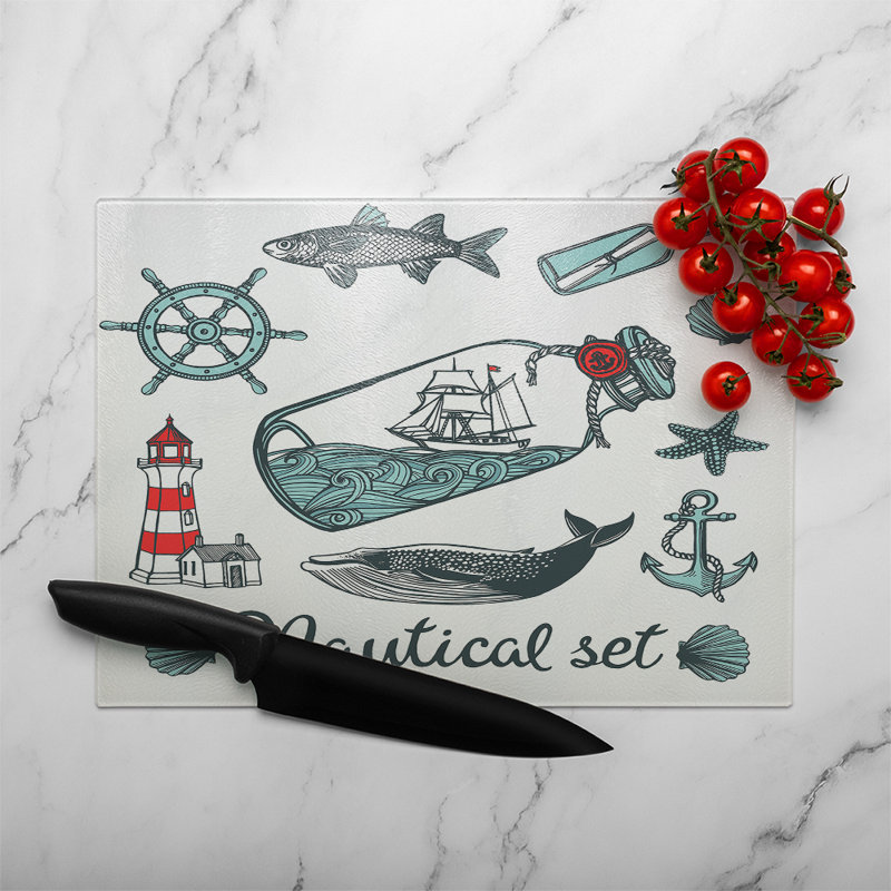 Nauticle Items Glass Chopping Board, 40cm L x 28cm W