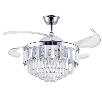 Blade LED Crystal Ceiling Fan Chandelier with Remote Control