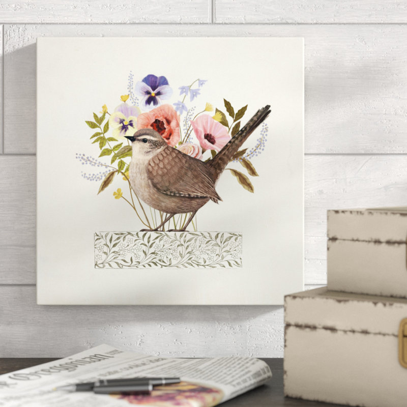 «Avian Collage I», peinture sur toile, H 12 po x l 12 po