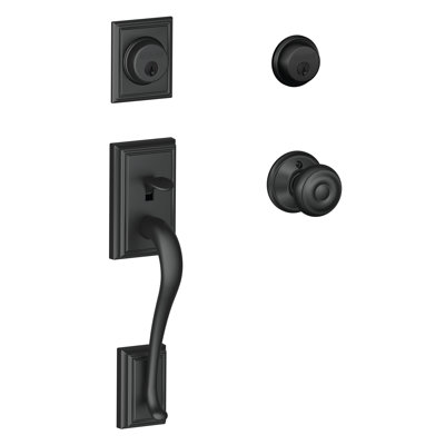 Addison Handleset with Double Cylinder Deadbolt and Georgian Door and Rosette