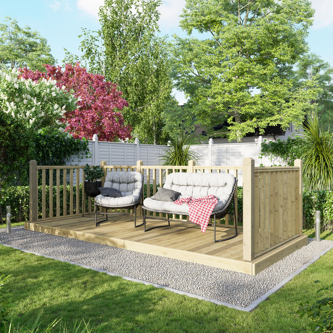 Powersheds Timber Pressure Treated Decking Kit - Handrails on Three Sides