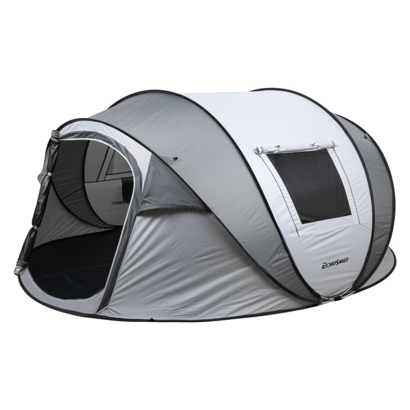 Tente de bateau escamotable blanche et grise pour 4 à 6 personnes, 6 personnes, Gris clair / gris foncé