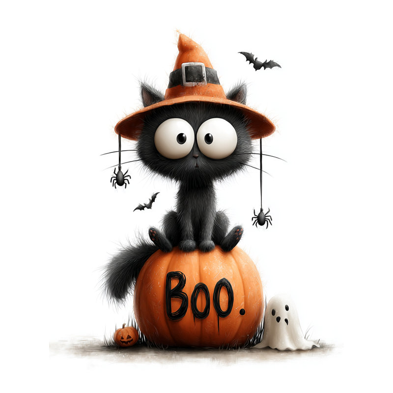 Art d'Halloween, chat sur toile citrouille, H 24 po x l 16 po