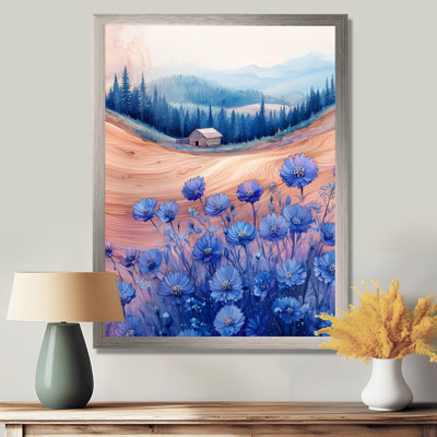 «Cornflowers Garden At The Barn On Slide III», reproduction d'art sur toile florale