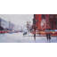 Black and red street scene - 24"x48" Framed canvas