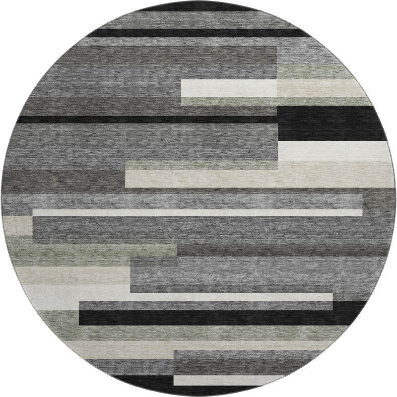 Tapis noir Prisco lavable à la machine de qualité supérieure, Rond 8 pi