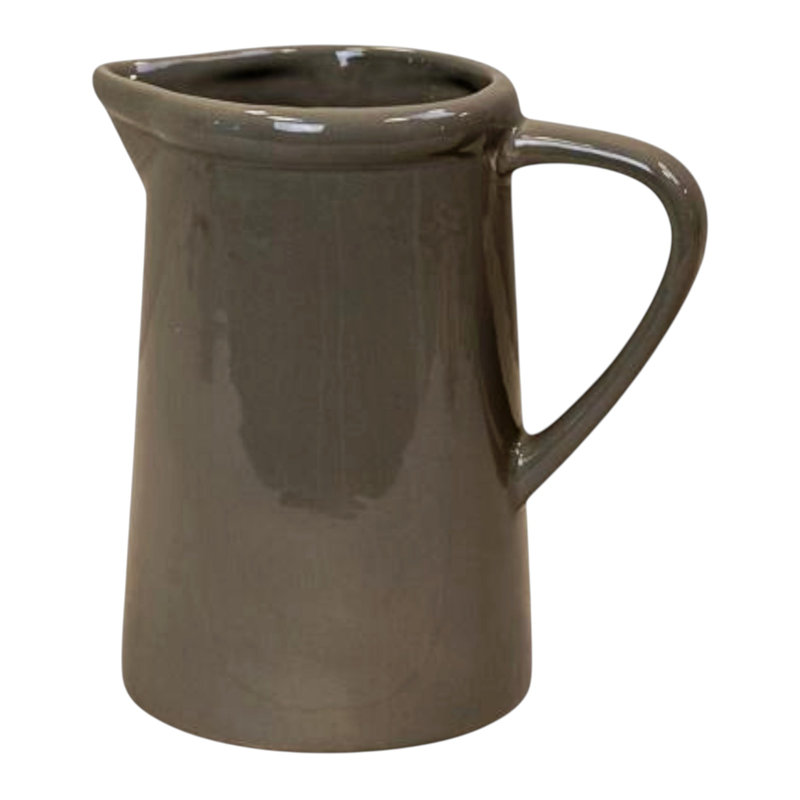 Large Grey Textured Ceramic Jug 18cm, Yellow