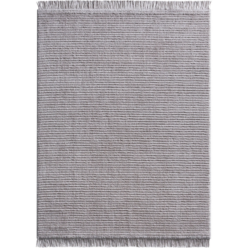 Marina Carlow Solid & Striped Textured Taupe Ivory Ultra Soft High-Low Shag Rug, Rectangle 5'3" x 7'3"