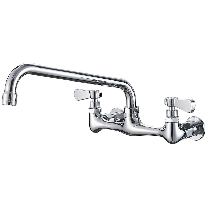 Polished Chrome 18" Wall-Mount Commercial Kitchen Faucet