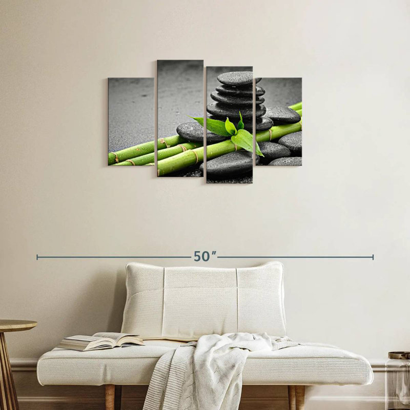Pierres de spa Harnek sur bambou, H 22 po x l 36 po
